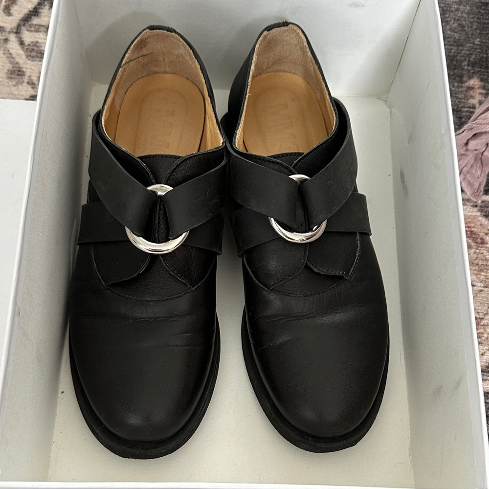 Maison Martin Margiela Black Loafers with Silver Accent